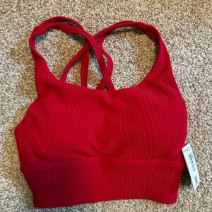 Lululemon Energy Longline Ribbed Sports Bra Red